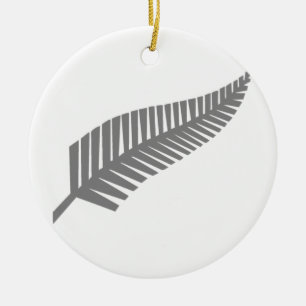 Silver Fern of New Zealand Ceramic Tree Decoration