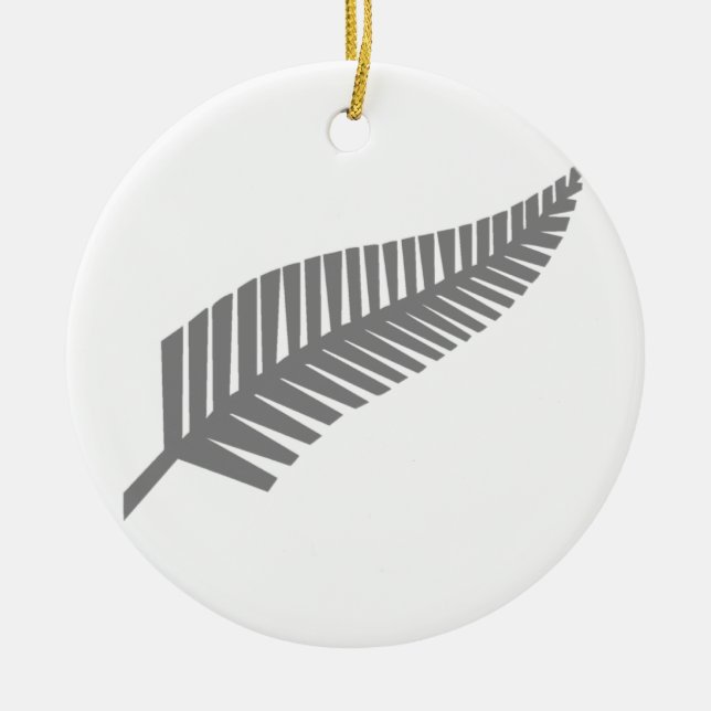 Silver Fern of New Zealand Ceramic Tree Decoration (Front)