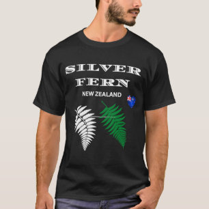 Silver Fern of New Zealand New Zealand flag Kiwi L T-Shirt