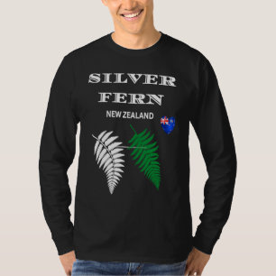 Silver Fern of New Zealand New Zealand flag Kiwi L T-Shirt
