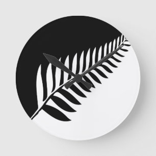 Silver Fern of New Zealand Round Clock