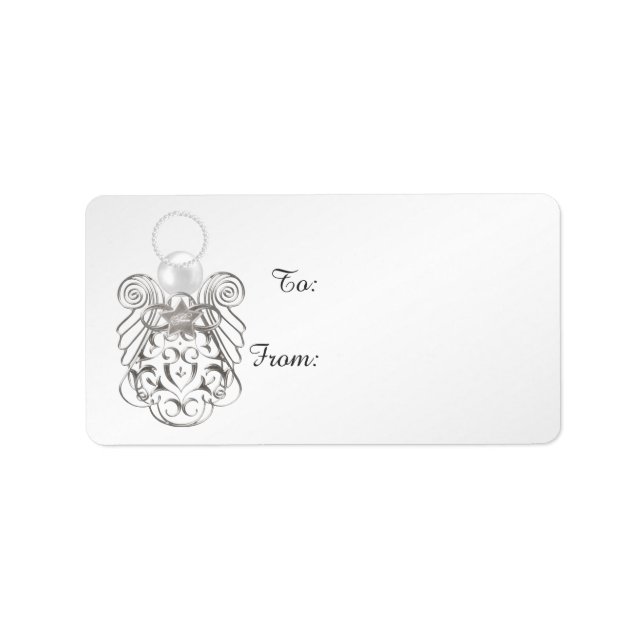 Silver Filigree Christmas Angel of Peace Gift Tag (Front)