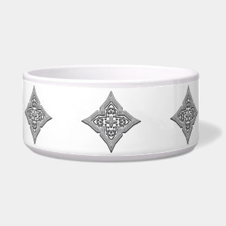 Silver filigree diamond design pet bowls