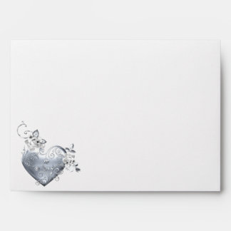 Silver Filigree Heart & White Roses Envelopes
