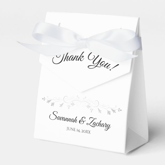 Silver Filigree Simple Elegant Wedding Thank You Favour Box (Front Side)