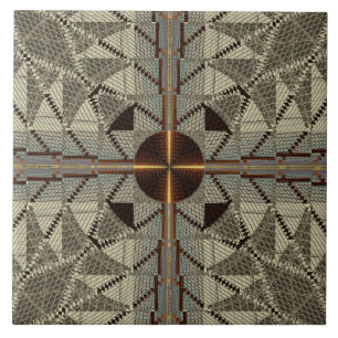 Silver Filigree with Gold Cross Tile