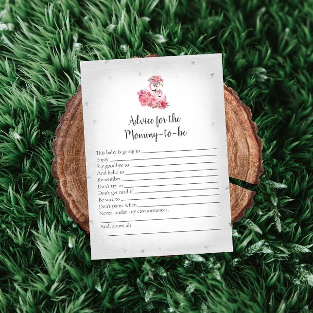 Silver Flamingo Ballerina Advice For Mum Baby Game Invitation (Creator Uploaded)