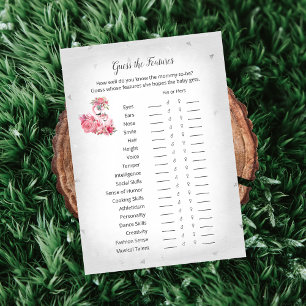 Silver Flamingo Ballerina Guess Baby Features Game Invitation