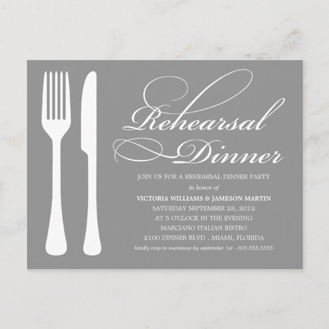 SILVER FLATWARE | REHEARSAL DINNER INVITE (Front)