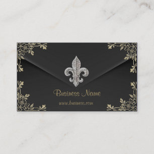 Silver fleur de lis business card 2