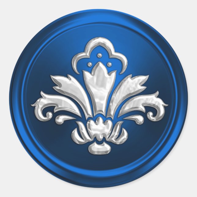 Silver Fleur de Lis on Blue Envelope Seal (Front)