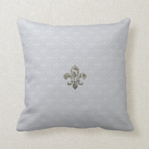 Silver Fleur de Lis Throw Pillows