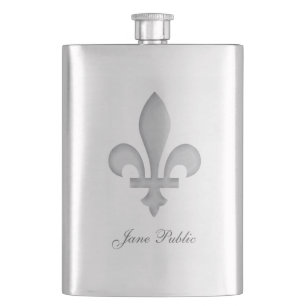 Silver Fleur-de-Lys Personalised Premium Flask