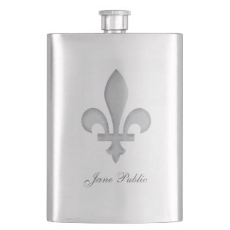 Silver Fleur-de-Lys Personalised Premium Flask