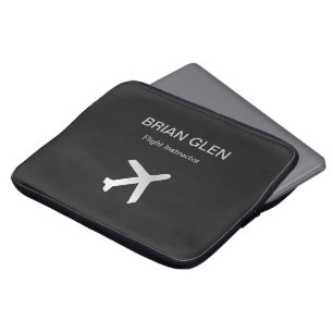 Silver flight plane silhouette grey laptop sleeve