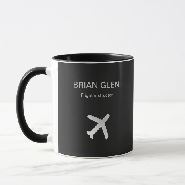 Silver flight plane silhouette grey mug (Left)