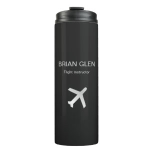 Silver flight plane silhouette grey thermal tumbler