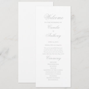 Silver Floral Border Wedding Programme