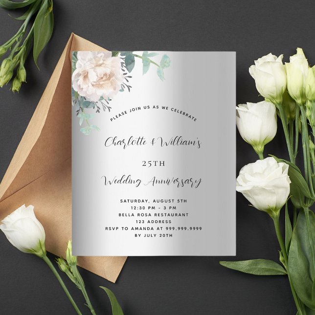 Silver floral budget 25th wedding anniversary (Creator Uploaded)