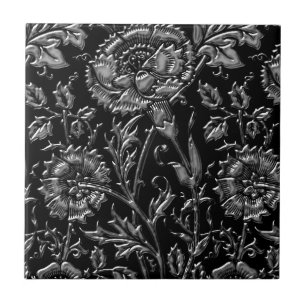 Silver Floral Chic Tile