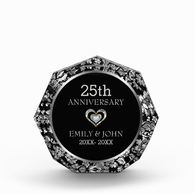 Silver Floral Damask Photo Block (Front)