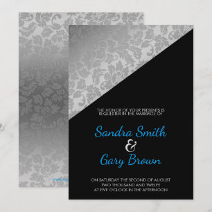 Silver Floral Damask Texture Wedding Invitation
