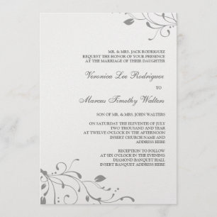 Silver Floral Decal Invitation