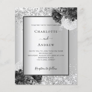 Silver floral elegant wedding invitation