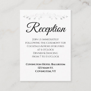 Silver Floral Flourish Elegant Wedding Reception Enclosure Card