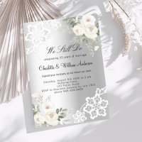 Silver floral lace luxury vow renewal wedding