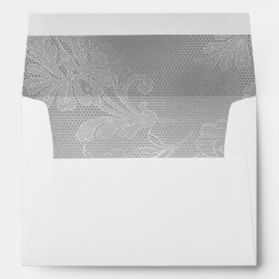 Silver Floral Lace Wedding Envelope