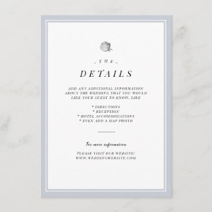 Silver floral minimalist wedding details card