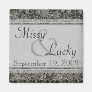 Silver Floral Save the Date Magnet