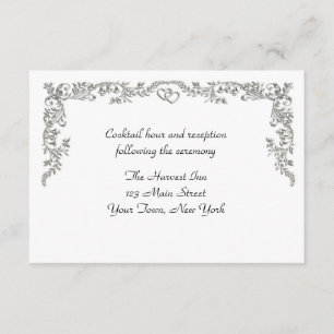 Silver Floral Scroll Border Reception Card
