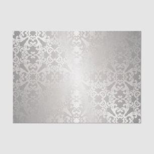 Silver,floral,trellis,damask,elegant,pattern,chic, Tissue Paper