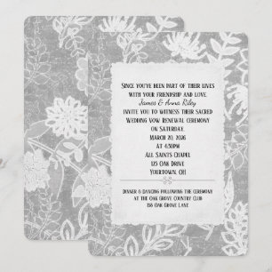 Silver Floral Wedding Vow Renewal Invitation