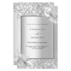 Silver florals 25th wedding anniversary invitation