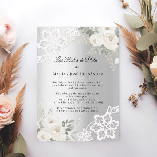 Silver Florals Invitación Bodas de Plata Invitation