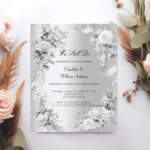 Silver florals wedding vow renewal