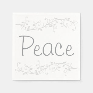 Silver Flourish Peace Christmas Party Napkin