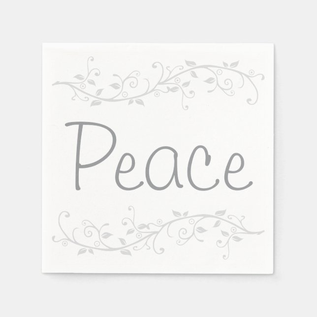 Silver Flourish Peace Christmas Party Napkin (Front)