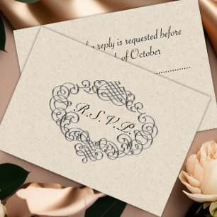 Silver Flourish Wedding RSVP Card