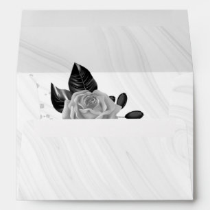 silver flower &black leaves marble wedding envelope