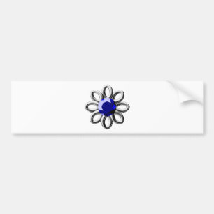 Silver flower with blue stone bumper sticker