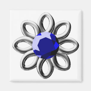Silver flower with blue stone magnet