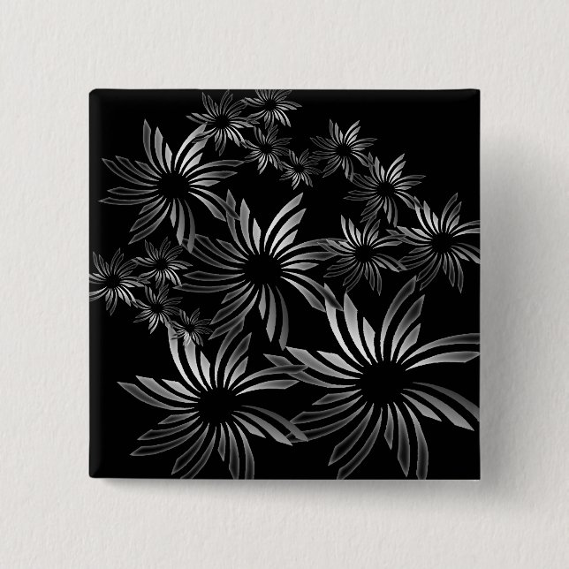Silver Flowers 15 Cm Square Badge (Front)