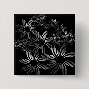 Silver Flowers 15 Cm Square Badge