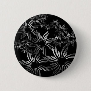 Silver Flowers 6 Cm Round Badge