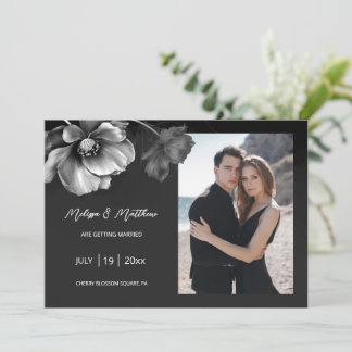 Silver Flowers Black Wedding Save The Date