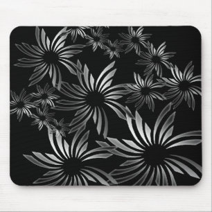 Silver Flowers Mouse Mat